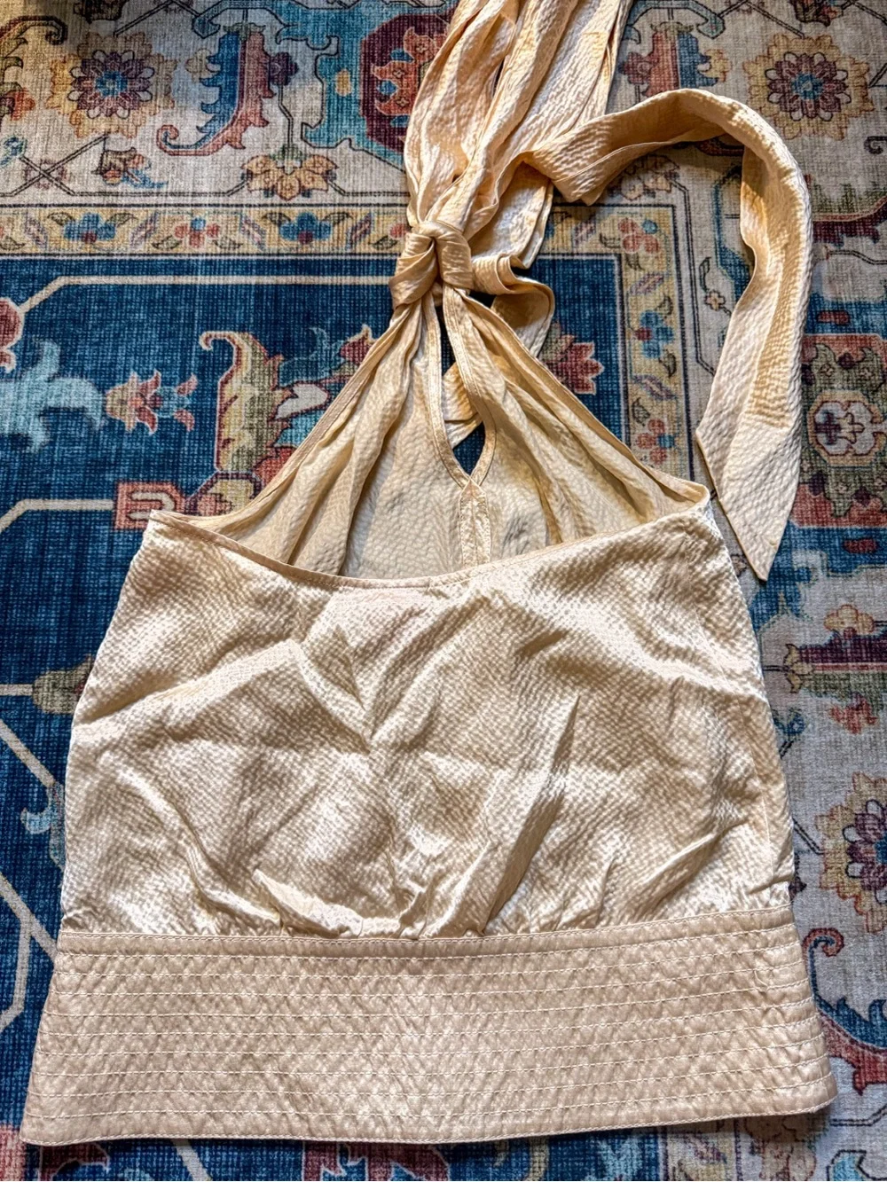 Vintage Tory Burch Silk Halter Top | Cream Knot Camisole | Sz 2